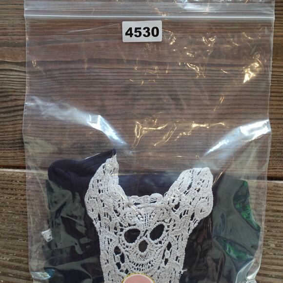 Midnight Hour Tank Top Medium Black Lace Skull Crochet Goth Dark Fairy Grunge - Picture 10 of 10